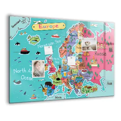 Magnetic glass dry erase board Map of Europe