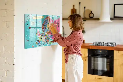 Magnetic glass dry erase board Map of Europe