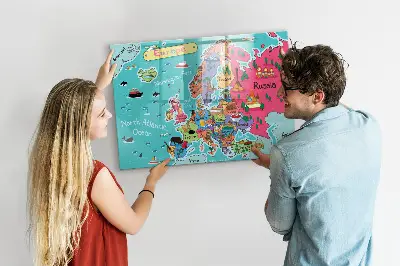 Magnetic glass dry erase board Map of Europe