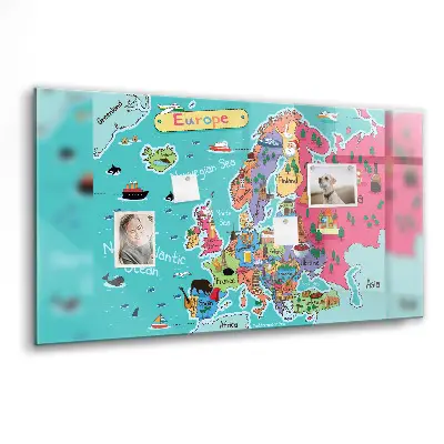Magnetic glass dry erase board Map of Europe