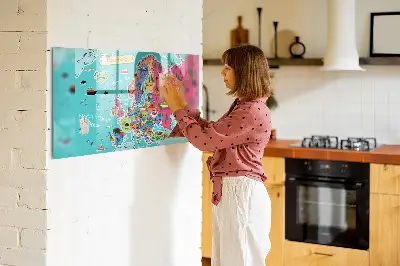Magnetic glass dry erase board Map of Europe