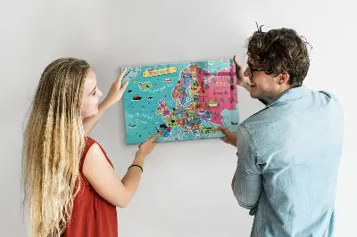 Magnetic glass dry erase board Map of Europe