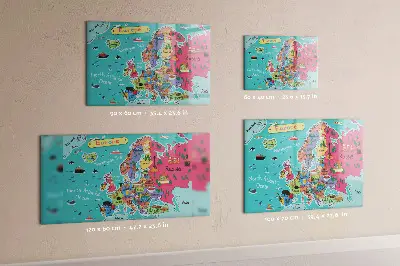 Magnetic glass dry erase board Map of Europe