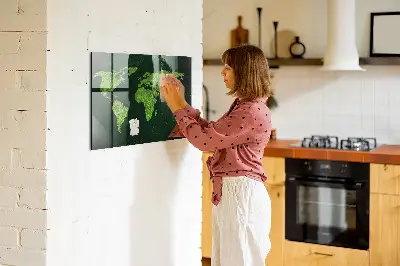 Grassy world map magnetic board