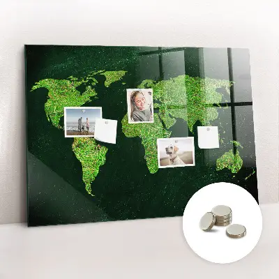 Grassy world map magnetic board
