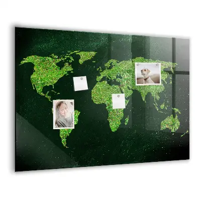 Grassy world map magnetic board