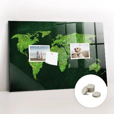 Grassy world map magnetic board