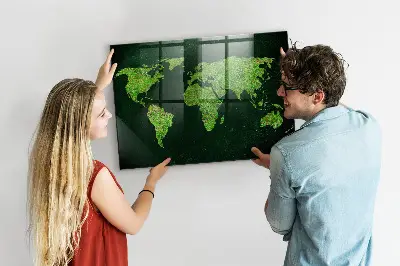 Grassy world map magnetic board