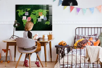 Grassy world map magnetic board