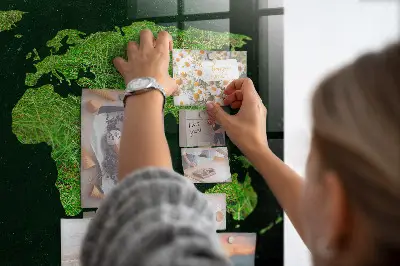 Grassy world map magnetic board