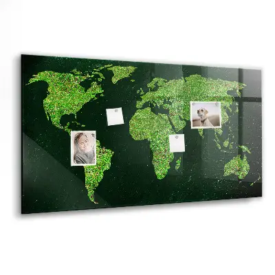 Grassy world map magnetic board