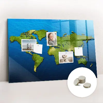 Magnetic wall board World map