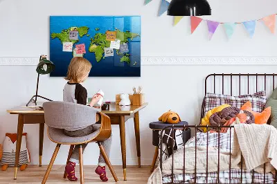 Magnetic wall board World map