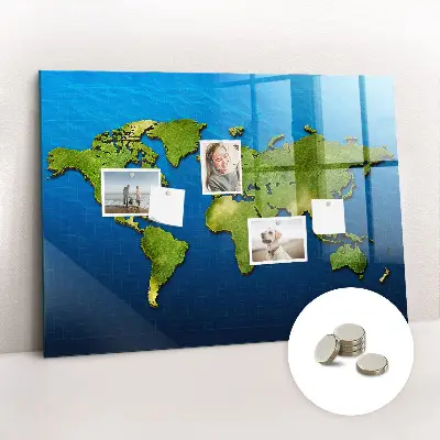 Magnetic wall board World map