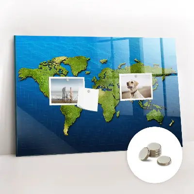 Magnetic wall board World map