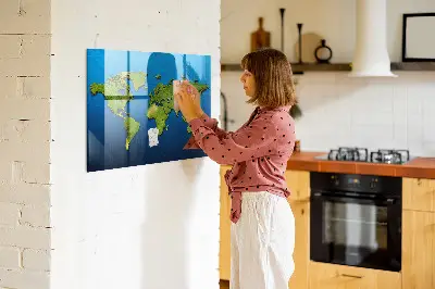 Magnetic wall board World map