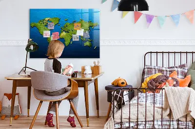 Magnetic wall board World map