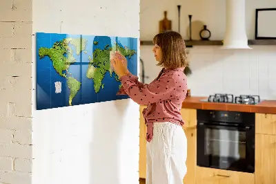 Magnetic wall board World map