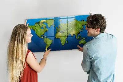 Magnetic wall board World map