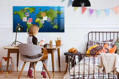 Magnetic wall board World map