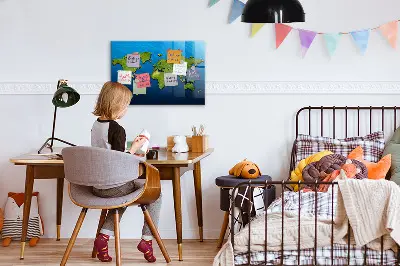 Magnetic wall board World map
