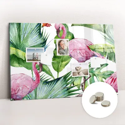 Nature Flamingos Magnetic Glass Dry Erase Board