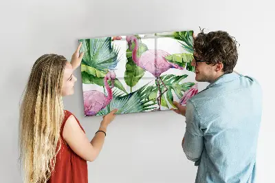 Nature Flamingos Magnetic Glass Dry Erase Board