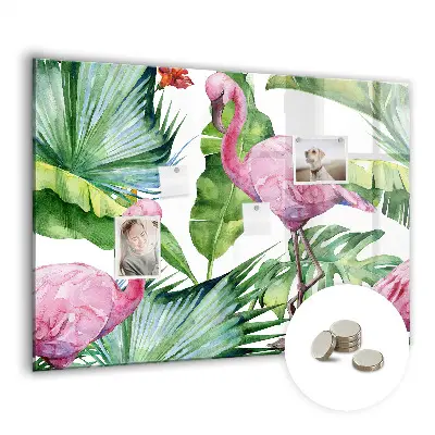 Nature Flamingos Magnetic Glass Dry Erase Board