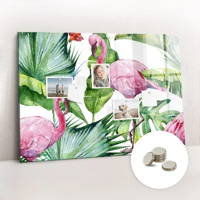Nature Flamingos Magnetic Glass Dry Erase Board