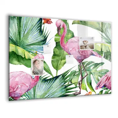 Nature Flamingos Magnetic Glass Dry Erase Board