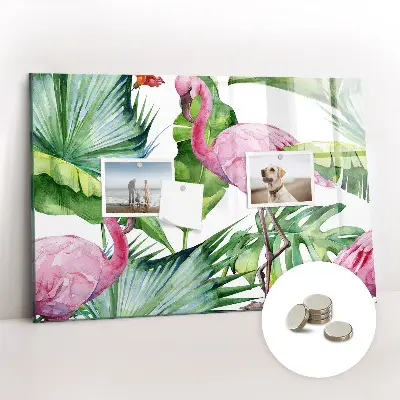 Nature Flamingos Magnetic Glass Dry Erase Board