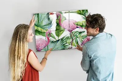 Nature Flamingos Magnetic Glass Dry Erase Board