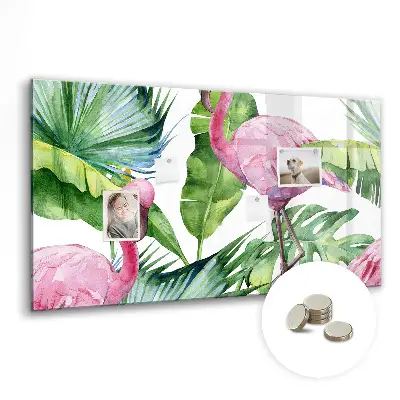 Nature Flamingos Magnetic Glass Dry Erase Board