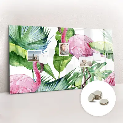 Nature Flamingos Magnetic Glass Dry Erase Board
