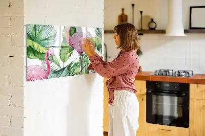 Nature Flamingos Magnetic Glass Dry Erase Board