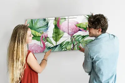 Nature Flamingos Magnetic Glass Dry Erase Board