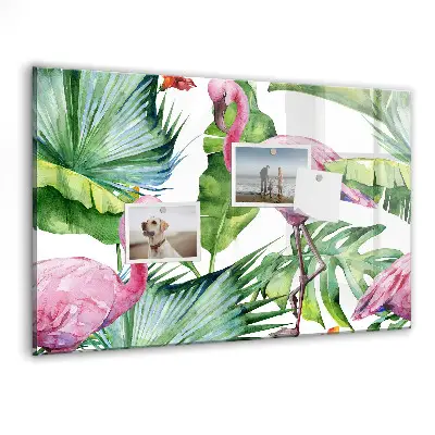Nature Flamingos Magnetic Glass Dry Erase Board