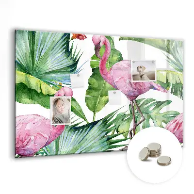 Nature Flamingos Magnetic Glass Dry Erase Board