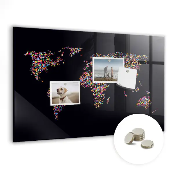 World map magnetic dot board