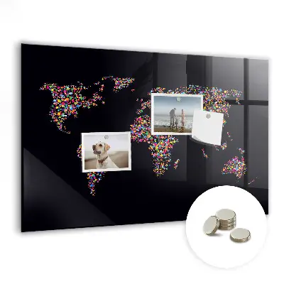 World map magnetic dot board