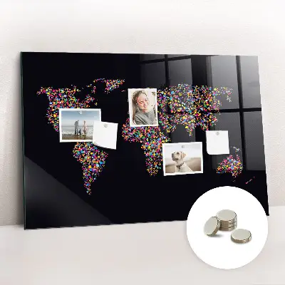 World map magnetic dot board