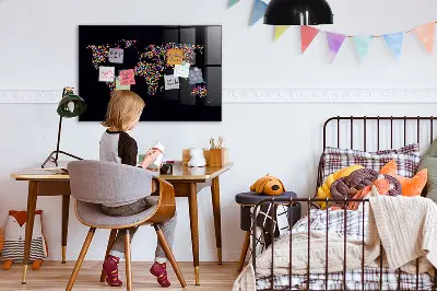 World map magnetic dot board