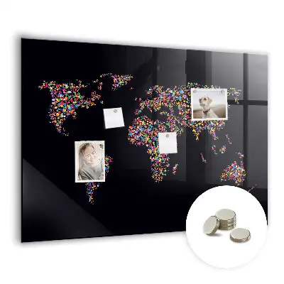 World map magnetic dot board