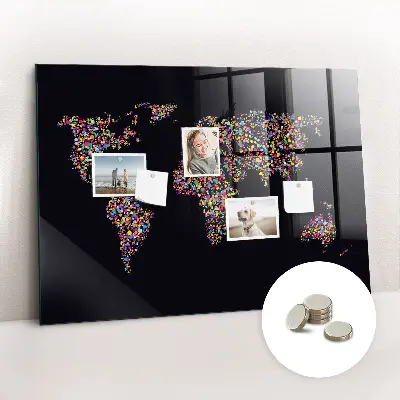 World map magnetic dot board