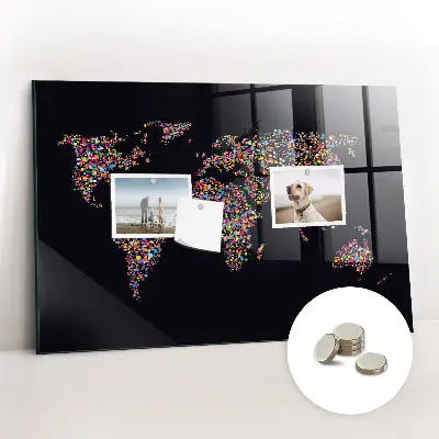 World map magnetic dot board