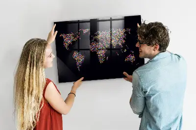 World map magnetic dot board