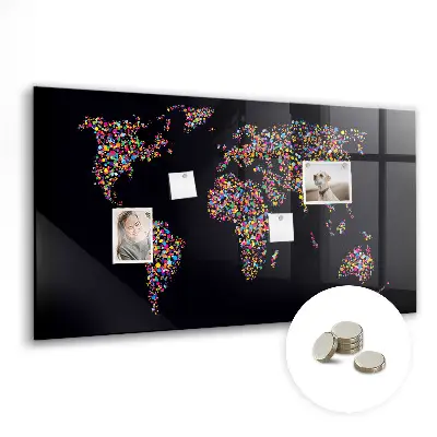 World map magnetic dot board