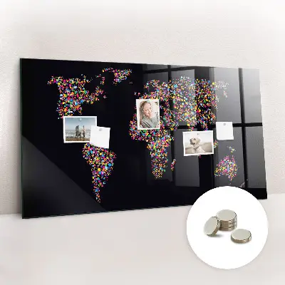 World map magnetic dot board