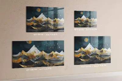 Magnetic glass dry erase board with Mountains at night print