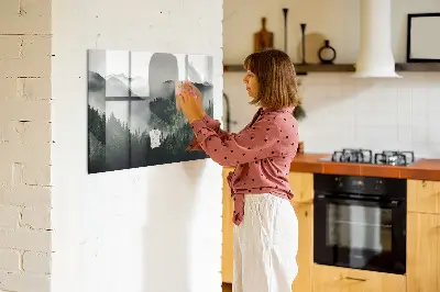 Magnetic wall board with forest landscape